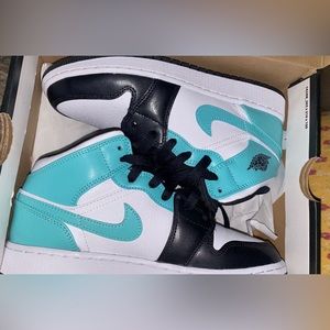 Air Jordan 1 Mid White/Tropical Twist-Black Blanc/Noir/twist Tropical (5y)